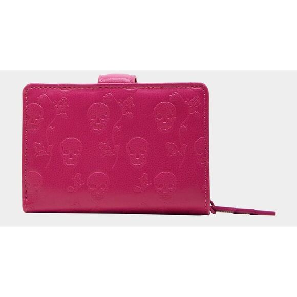 NWT~BETSEY JOHNSON Hot Pink Skulls & Roses Wallet - Picture 9 of 10